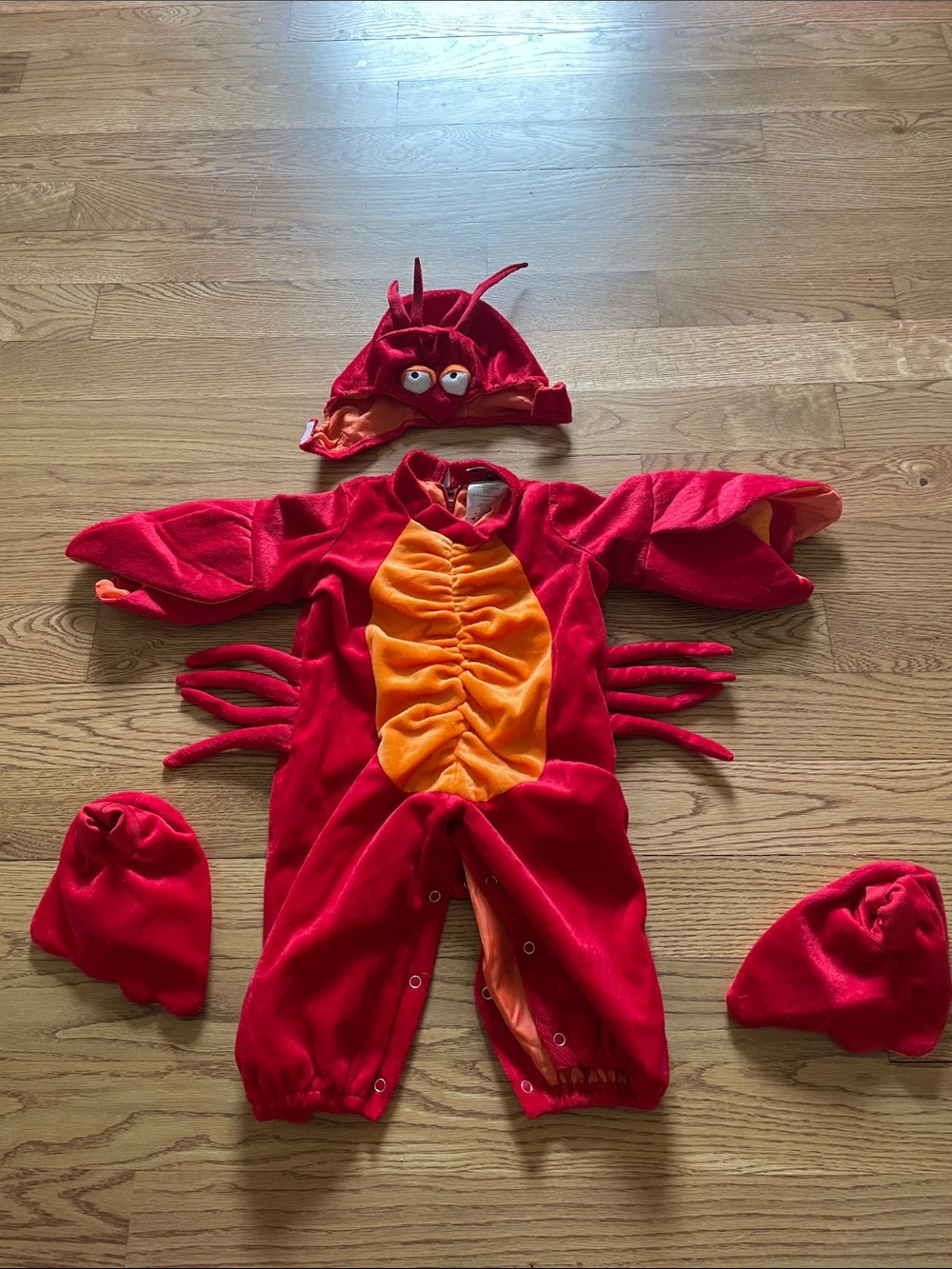 4 Piece- Kids Red and Orange Lobster Costume with Hood - Brand Unspecified